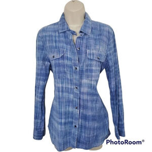 MADEWELL Ex-boyfriend Button Down Shirt in Indigo Weave Size M
